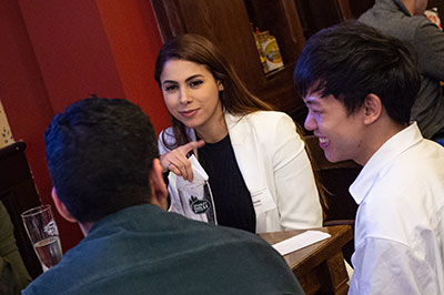 Students and alumni interacting at an industry night