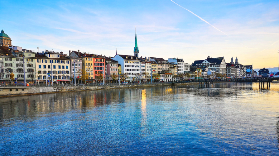 Coastal cityscape of Zurich, Switzerland