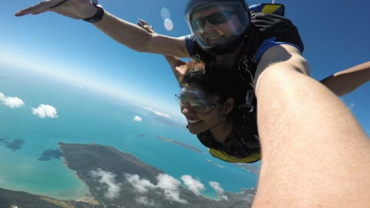 Aleisha skydiving in Australia