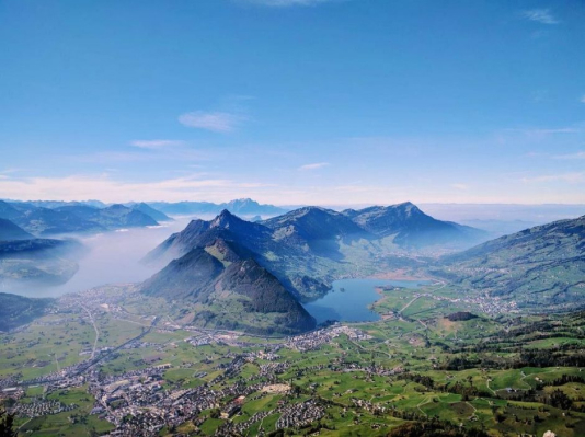 Birds eye view of the Swiss Alps