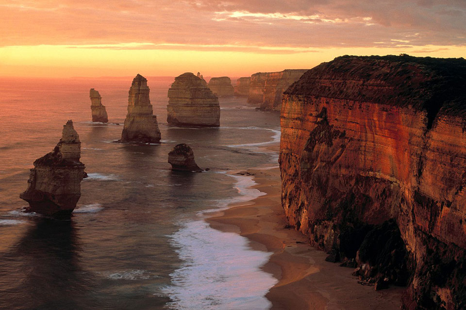 Coast of Victoria, Australia at sunset