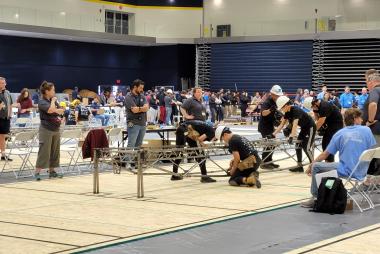 The Steel Bridge team at a competition.