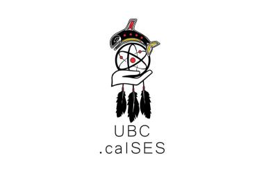 UBC .caISES logo - an orca on an atom on a hand on top of 3 feathers