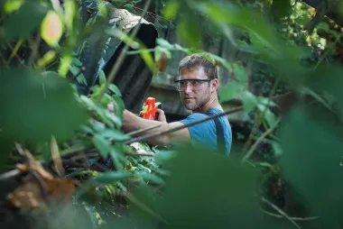 Environmental engineering student doing field work