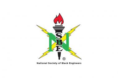 NSBE logo - a black torch with a red flame and yellow lightning bolts forming an X