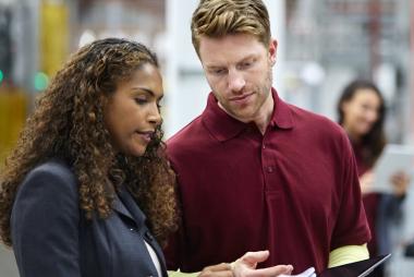 Man and woman at workplace