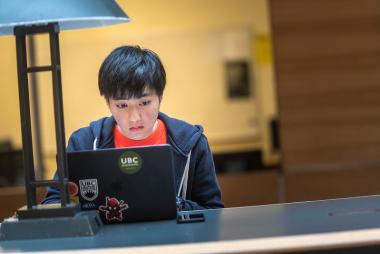 Student working at a computer