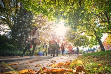 Students walking on campus