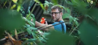 Environmental engineering student doing field work