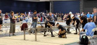 The Steel Bridge team at a competition.