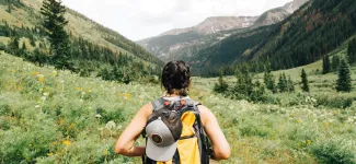 Woman hiking in the mountains