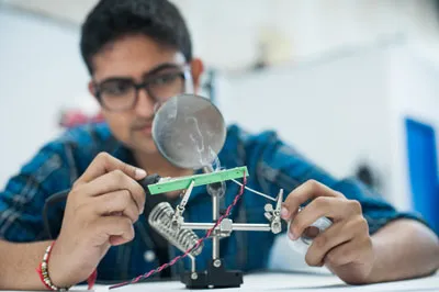 Mechanical engineering co-op student at work
